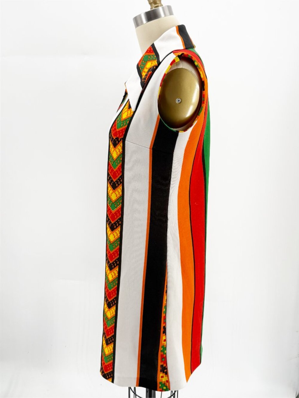 Vintage Jonathan Logan Dress Orange Green Aztec Boho Mini Mod 70s - Picture 9 of 12